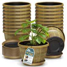 10-Inch Whiskey Barrel Planters Pack of 20 - Durable Plastic Pots for Indoor & Outdoor Use with Drainage