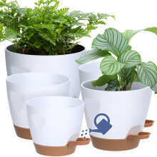Uneed Binnen Zelfwaterende Plantenpotten met Afvoergaatjes en Schotels, 7/6.5/6/5.5/5 Inch-5 Potten