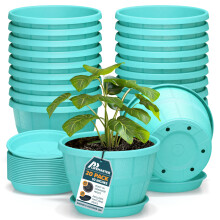 10-Inch Whiskey Barrel Planters Pack of 20 - Durable Plastic Pots for Indoor & Outdoor Use