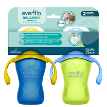 Evenflo Balance+ Træningskopper til Babyer 6+ Måneder, Blå og Grøn, 9oz, 2 Pakke