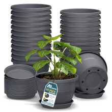 10-Inch Whiskey Barrel Planters Pack of 25 - Durable Plastic Pots for Indoor & Outdoor Use