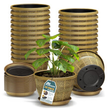 10-Inch Whiskey Barrel Planters Udendørs Pakke med 25 - Holdbare Plast Potte til Indendørs & Udendørs Brugs