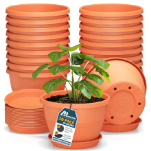 10-Inch Whiskey Barrel Planters Udendørs 20-Pack - Holdbare Plastik Potter til Indendørs & Udendørs Brugs med Dræning