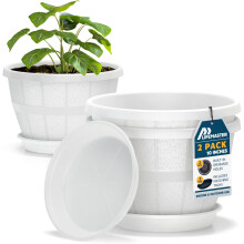 10-Inch Whiskey Barrel Planters Pack of 2 - Durable Pots for Indoor & Outdoor Use