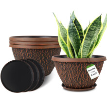 Nooulap 4 Pack 8 Inch Plantepotter Udendørs, Små Blomsterpotter med Drænhul & Bakke