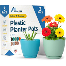 Multifarvede Plantekasser med Drænhuller & Underlag 3 Pakker, Stabelbare Plastikplanter til Indendørs & Udendørs