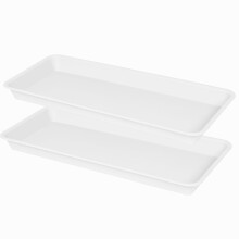 VUWEZ 2 Pak Plastikkrukke Skål, Rektangulær, Indendørs Udendørs, Vanddråbe Bakke til Plante, Vindueskarm (6 X 11 Tommer, Flødefarvet Hvid)