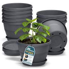 10-Inch Whiskey Barrel Planters Pack of 10 - Durable Pots for Indoor & Outdoor Use