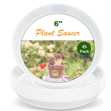 LWALRS Planteskål 6 tommer, 6 Pakke Plastik Saucers til Indendørs Udendørs, Holdbare Vandtrays til Potteplanter