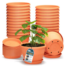 10-Inch Whiskey Barrel Planters Pakke med 25 - Holdbare Plast Planter til Indendørs & Udendørs Brugs med Dræn