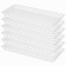 VUWEZ 6 Pak Plastisk Plantebakke Skål, Rektangulær, Indendørs Udendørs, Vanddræningsbakke til Blomsterkrukke (6.5 x 13 Tommer, Creme Hvid)