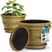 10-Inch Whiskey Barrel Planters Udendørs Pakke med 2 - Holdbare Plantepotter