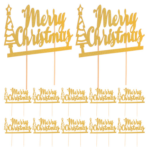 12Pcs Cake Picks Christmas Party Cupcake Decor