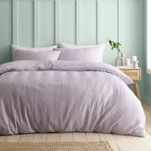 (King, Purple) Catherine Lansfield Heatset Wave Duvet Cover Set Bedding Bed Set Quilt Cover
