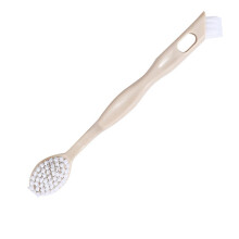 Dual Head Shoe Brush, Long Handle, Beige, 23.5cm
