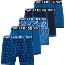 (Blue, XL) Kandor Mens Cotton Stretch Boxer Shorts 5 Pack