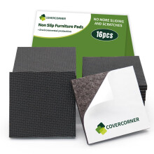COVERCORNER Non-Slip Møbelpuder 16 PCS 3'' Kvadrat - Selvklæbende Gummifødder
