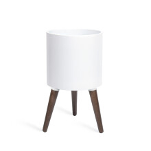 D'vine Dev 10 Inch Blomsterpotte med Stativ, Mid-Century Høj Potte til Indendørs Planter, Medium, Hvid, 88-O-B-1