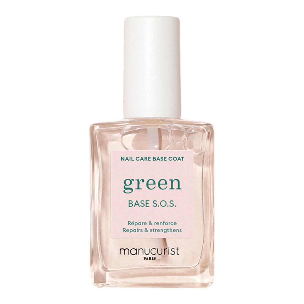 Manucurist Green - S.o.s. Base Coat - Enriched With Vitamins C And B5 - Nail Fortifier - Repairs And Strengthens - Care For Very Damaged Nails - Vegan, Up T