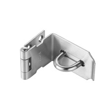 JQK Deurslot Hasp 90 Graden, RVS Veiligheidsvergrendeling voor Schuif-/Staldeuren, 1.5mm Dikte, Satijn Nikkel, 10 cm