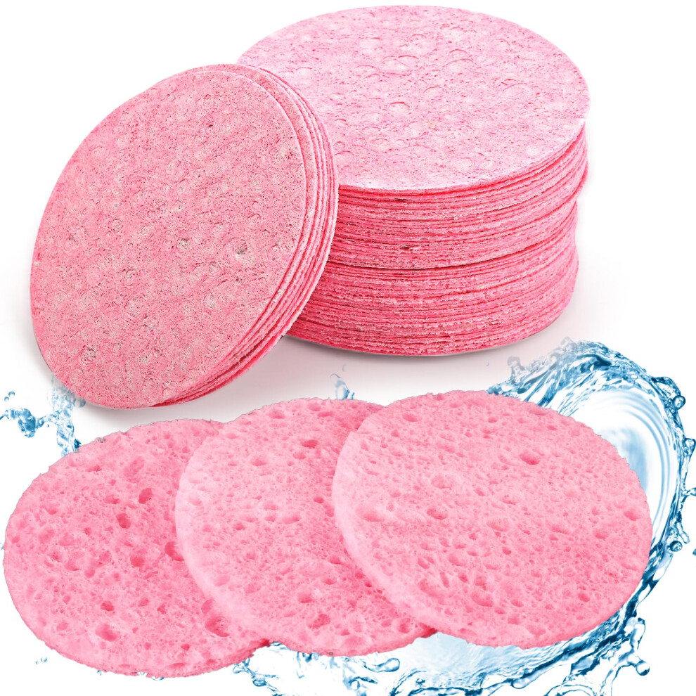 Yolev Pink 50 Count Compressed Facial Sponges For Washing Face Sponges Exfoliator Sponge For Skincare Routine And Makeup Remove (Pink)