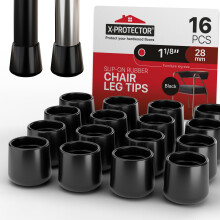 X-Protector Gummifødder til Stoleben - 16 PCS 1 1/8" Gummifødder til Møbler - Non-Slip - Stoleben Dæksler - Sorte