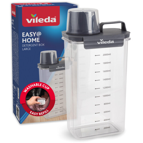 Vileda Vileda Detergent Box 2300 ml Grey ? Practical Storage for Washing Powder ? Includes Measuring Cup for Precise Dosing ? Airtight & Space-saving