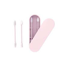 Hisopos de Silicona Reutilizables y Portátiles: Doble Punta, Cuidado de Oídos, Maquillaje (Rosa)