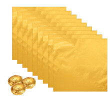 sourcing map 100pcs Foil Candy Wrappers, 6 x 6 Inch Chocolate Bar Wrappers, Aluminum Foil Paper for Caramel Candy Packaging Decoration, Gold