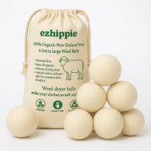 Ezhippie Quality Wool Dryer Balls - 6 XL Pack - 1000+ Loads - Pure Organic Wool - Reusable Natural Fabric Softener Perfect with Essential Oils, Reduce