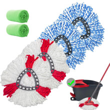 4 Pack Spin Mop Replacement Heads Microfiber Mop Refills Replace Heads Compatible for Vileda Triangle Swivel Mops Includes 2 Extra Microfiber Cleaning