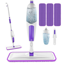 Microfibre Spray Mops for Cleaning Floors: SEVENMAX Flat Foor Mop with 3 Washable Pads 550ml Refillable Bottle Dry Wet Use for Kitchen Bathroom Hard