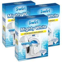 Swirl Mighty White Whitener Sheets 3 Pack - Powerful Laundry Whitening For Clothes Keeps Whites Bright - Prevents Greying Colour Run Protection Sheets