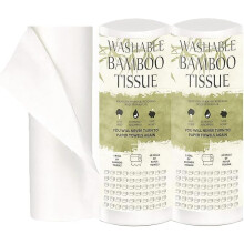 TANNESS 2-Pack Bamboo Kitchen Roll ? Reusable Paper Towels and Towel Alternative - Washable Kitchen Rolls Paper for Household, Travel, and Camping