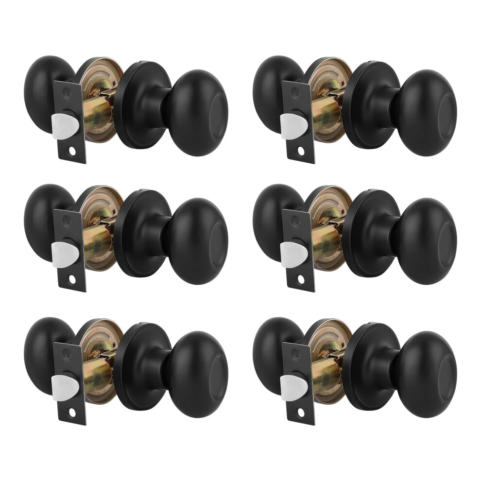 Gobrico 6 Pack Passage Door Knobs Oval Egg Shaped Door Knobs For Hallway Laundry Passage Function Locksets Without Key In Black Finish 710328902138