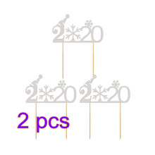 6Pcs Silver Paper Christmas Cake Topper Decoration Party Cake Insert
