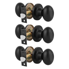 Gobrico 3er Set Schwarze Türknöpfe Oval für Flur und Kleiderschrank