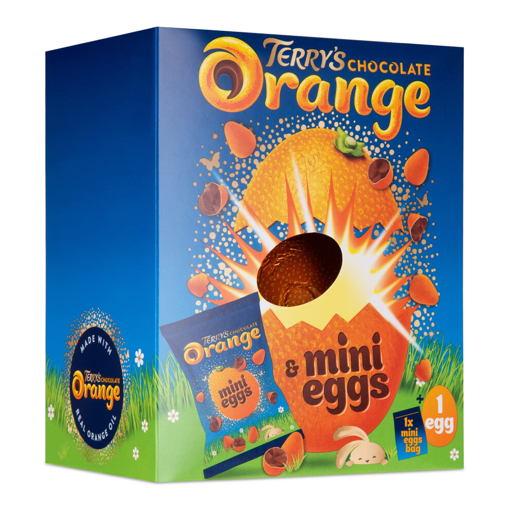 Terry's Chocolate Large Chocolate Easter Egg With Mini Eggs Bag, 230G Orange