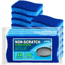 AIDEA Non-Scratch Scrub Sponge Pack of 12, Dual-Sided Dishwashing Sponges, Cleaning Sponge, Cleans Fast Without Scratching, Stands Up to Stuck-on