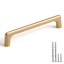 YAGU Modern 5 Pack Polished Brass Cabinet Pulls 5 Inch Hole Center Kitchen Drawer Handles