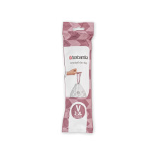 Brabantia IdealFit Bin Liners (Size V/3 Litre) Ideal Quality Thick Plastic Trash Bags with Tie Tape Drawstring Handles (20 Bags), White
