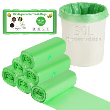 30 Litre Bin Liners 120 Bags, Biodegradable Food Waste Garbage Bags, 30L Strong Compostable Trash Caddy Liners