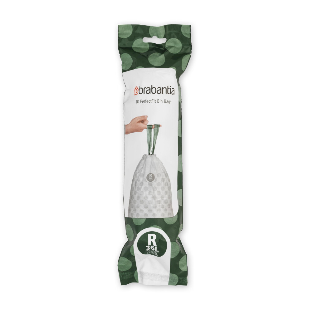 Brabantia 115622 Perfectfit Bags, Code R, 36L, 10 Pcs, 36 L/Size R White