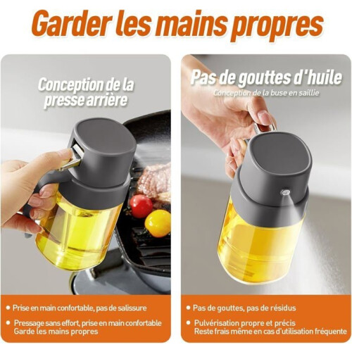 Speiseölsprüher, 200 ml (6,8 OZ), für Luftfritteuse, Kochen, Grillen, Camping im Freien (grau) 1