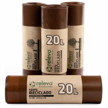 Relevo 20L Bin Bags ? Food Waste Bags made of 30 ?m (Micron) thick 100% recycled plastic. Contains 60 Bin Liners