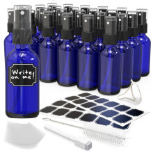 Nevlers 2 Oz Bouteilles Spray en Verre Cobalt Bleu | 24 Pack avec Accessoires