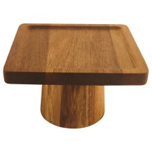 Khaki Snack Holder 1set Square Wooden Tray 6x6x3.7in