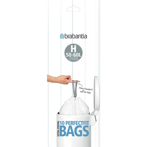 Brabantia 50x WHITE BRABANTIA BIN LINERS TYPE H 50-60 LITRE