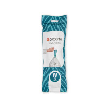 Brabantia IdealFit Bin Liners (Size W/5 Litre) Ideal Quality Thick Plastic Trash Bags with Tie Tape Drawstring Handles (20 Bags), White