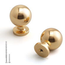 YAGU Moderne 5 Pack Ronde Gepolijste Messing Keuken Lade Knoppen Gouden Kast Handgrepen